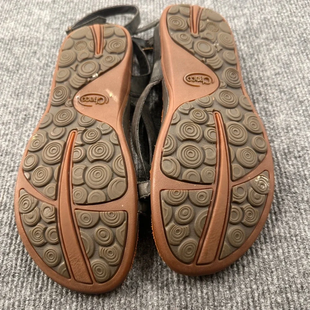 Chaco Maya II Sandals Women 8 Leather Strappy Thong Black Casual Summer